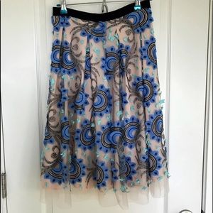 Anthropologie Eva Franco Tulle Embroidered Skirt